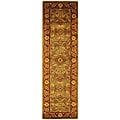 Handmade Taj Mahal Green/ Rust Wool Runner (2'3 x 16')