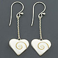 Sterling Silver Shiva Shell Heart-shaped Dangle Earrings (Bali)