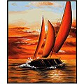 'Sailors Sunset II' Hand-painted Canvas Art