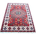 Indo Kazak Hand-knotted Red/ Ivory Rug (4' x 6')