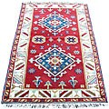 Indo Kazak Hand-knotted Red/ Ivory Rug (3' x 5')