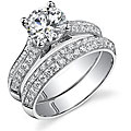 18k Gold 1 7/8ct TDW EGL Diamond Bridal Ring Set (I, SI1-SI3)