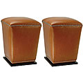 Mason Bicast Leather Saddle Ottomans (Set of 2)