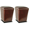 Mason Bicast Leather Cordavan Ottomans (Set of 2)