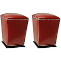 Mason Bicast Leather Red Ottomans (Set of 2)