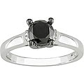 Miadora 10k White Gold 1ct TDW Black Diamond Ring