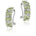 Glitzy Rocks Sterling Silver Peridot and Diamond Half Hoop Earrings