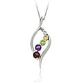 Glitzy Rocks Sterling Silver Multigemstone and Diamond Journey Necklace
