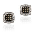 DB Designs Sterling Silver 1/5ct TDW Brown Diamond Square Earrings