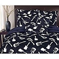 Reversible Plush 'Guitars' Full/Queen-Size Comforter Set