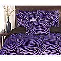 Purple and Black Reversible Plush 'Zebra' Comforter Set