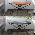 Woven Leather and Iron Bench (India)
