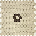 SomerTile 11.75x12-in New York 1-in Hex White/Black Flower Unglazed Porcelain Mosaic Tile (Pack of 10)