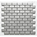 SomerTile 11-7/8x11-7/8-in Chromium Subway Stainless 1x2-in Steel/Porcelain ...