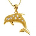 18k Gold over Silver 1/8ct TDW Diamond Dolphin Necklace (H-I, I1-I2)