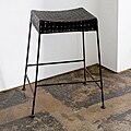 Woven Leather Backless Barstool (India)