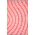 Hand-carved Pink Wool Waves Rug (8' x 10')