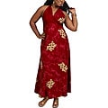 Long Hibiscus Burgundy Halter-style Dress (Indonesia)