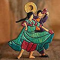 Cedar/ Mahogany 'Dance and Flirt' Sculpture (Peru)