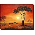 Hand-painted 'Sunset' Gallery-wrapped Canvas Art