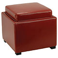 Bobbi Tray Red Bicast Leather Storage Ottoman