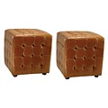 Kristof Bicast Leather Saddle Ottomans (Set of 2)