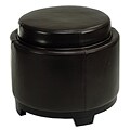 Round Storage Tray Brown Ottoman