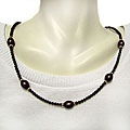 Silver Pearl and Smokey Quartz 18-inch Necklace (9-10 mm)