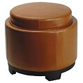 Round Storage Tray Saddle Ottoman