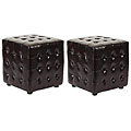 Kristof Brown Bicast Leather Ottomans (Set of 2)