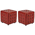Kristof Red Bicast Leather Ottomans (Set of 2)