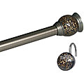 Mosaic Satin Nickel Rod and Amber Black Hook Set