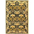 Handmade Mahal Navy/ Sage Wool Rug (5' x 8')