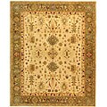 Handmade Heirloom Ivory/ Light Green Wool Rug (9' x 12')