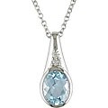 Sterling Silver Blue Topaz and Diamond Necklace
