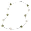 New York Pearls 10k White Gold Green and White Pearl Necklace (6-7 mm)