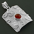 Sterling Silver Red Onyx Tree Bark Pendant (India)