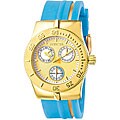 Invicta Women's Wildflower Gold Case Light Blue Rubber Strap Watch