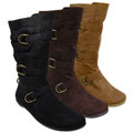 Glaze by Adi Women's Microsuede Double D-ring Flat Boots