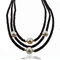 14k Gold Black Onyx and Freshwater Pearl Necklace (12-13 mm)