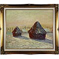 Claude Monet 'Wheat, Snow, Morning' Framed Oil Canvas Art