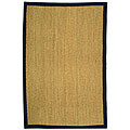 Hand-woven Natural Fiber Diamonds Natural/ Blue Seagrass Rug (8' x 10')
