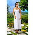 Women's Embroidered/ Sequined White Long Dress (Indonesia)