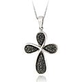 DB Designs Sterling Silver Black Diamond Accent Cross Necklace