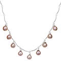 Charming Life Sterling Silver Pink Pearl Drop Necklace (6-6.5 mm)