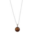 Sterling Silver Chocolate FW Pearl/ Diamond Necklace (8-8.5 mm)