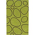 Modern Rock Green Geometric Tufted Wool Rug (5' x 8')