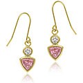 Icz Stonez 14k Gold Pink and Clear CZ Dangle Earrings