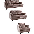 Rialto Premium Brown Leather Sofa, Loveseat, and Chair Set