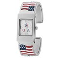 Geneva Platinum Women's Patriotic Flag Cuff Watch